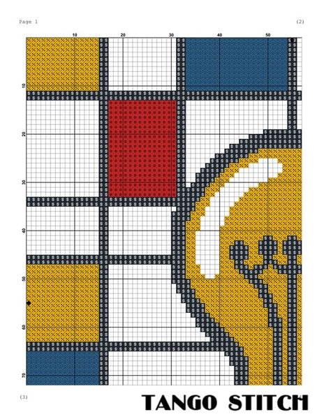 Mondrian inspired light bulb cross stitch pattern - Tango Stitch