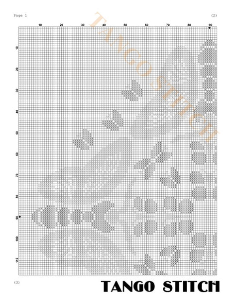 Grid pattern with butterflies designs and 'Tango Stitch' branding/ Dancing butterflies cross stitch pattern - Tango Stitch