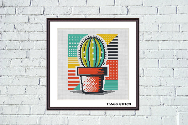 Pop Art inspired cactus cross stitch pattern - Tango Stitch