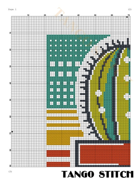 Pop Art inspired cactus cross stitch pattern - Tango Stitch