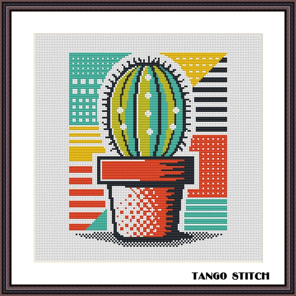 Pop Art inspired cactus cross stitch pattern - Tango Stitch