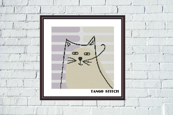 Abstract cat Scandinavian style cross stitch pattern - Tango Stitch