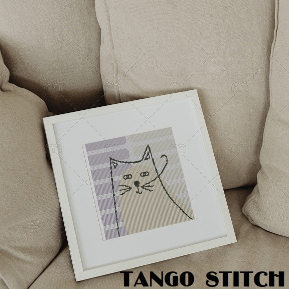 Abstract cat Scandinavian style cross stitch pattern - Tango Stitch