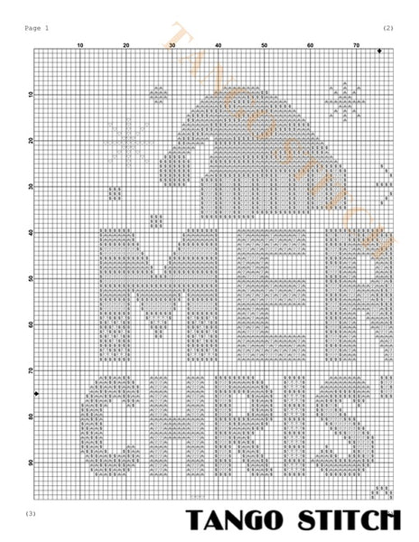 Merry Christmas holiday festive cross stitch pattern - Tango Stitch
