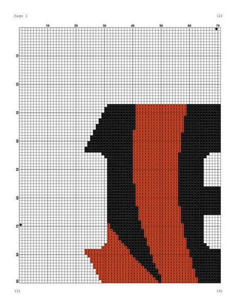 Cincinnati Bengals modern counted cross stitch pattern