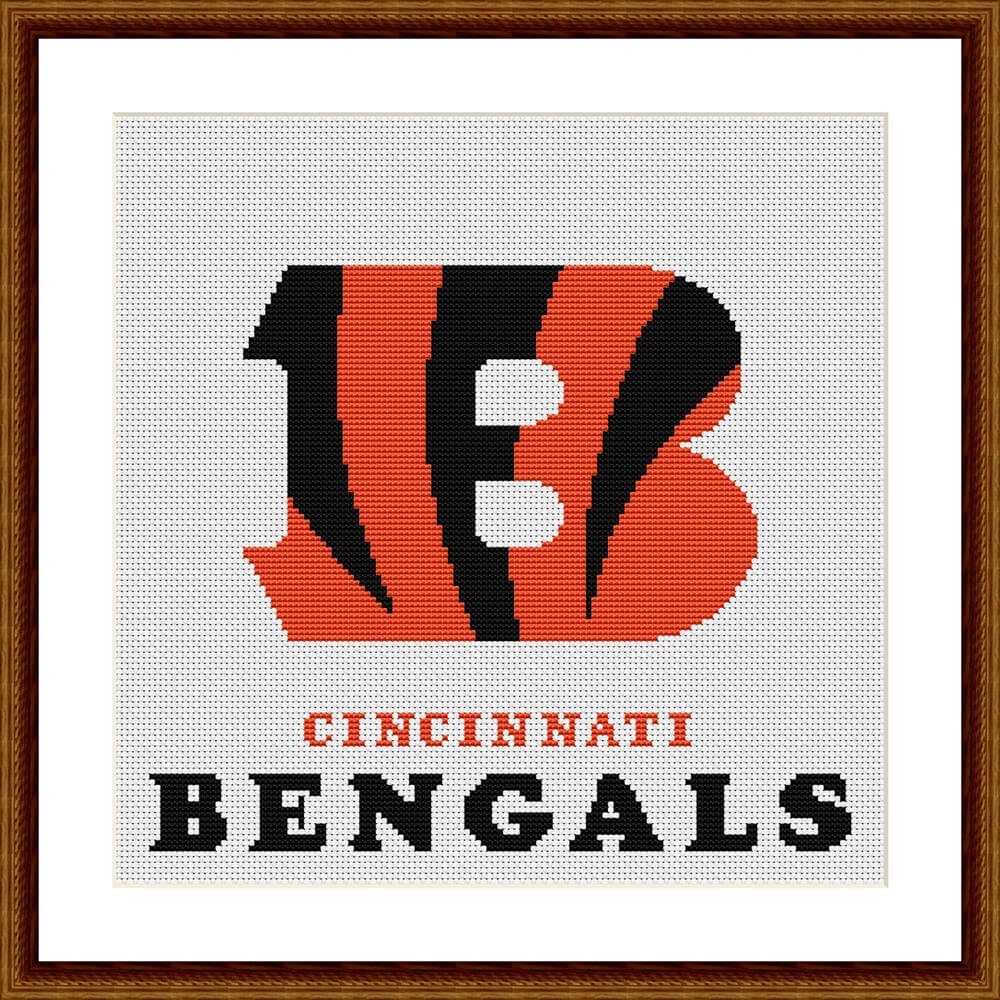 Cincinnati Bengals modern counted cross stitch pattern