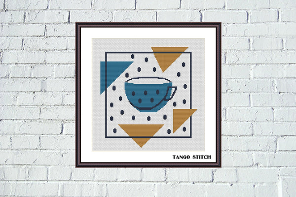 Abstract coffee cup Scandinavian style cross stitch pattern - Tango Stitch