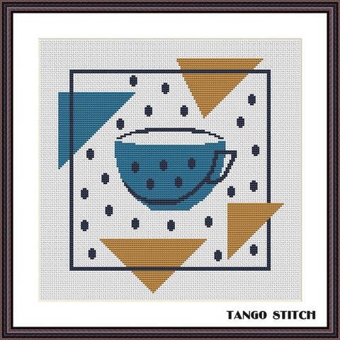 Abstract coffee cup Scandinavian style cross stitch pattern - Tango Stitch