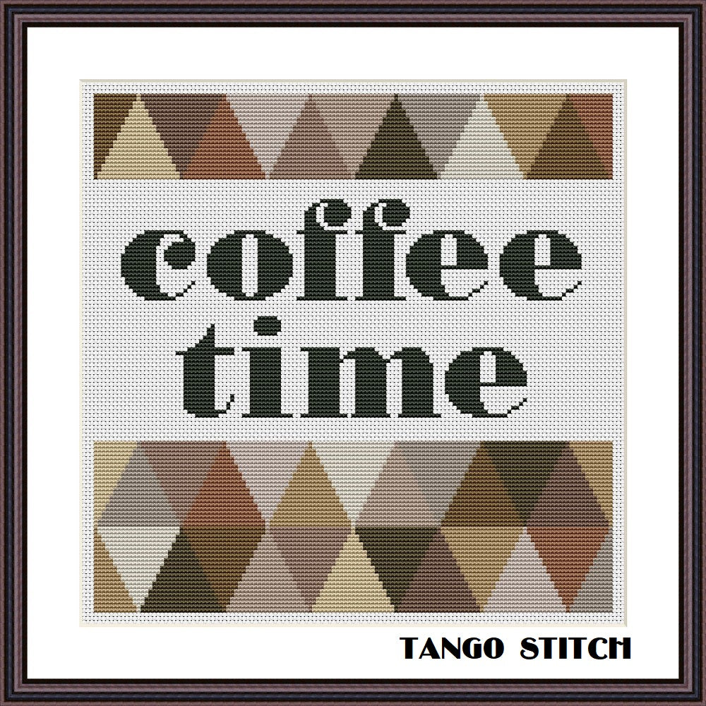 Coffee time for caffeine addicts cross stitch pattern - Tango Stitch