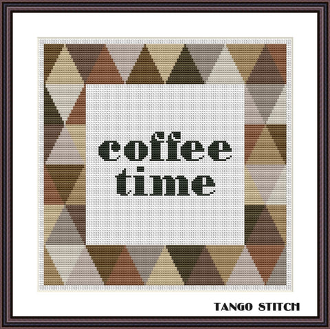 Coffee time cross stitch pattern for coffee lovers - Tango Stitch