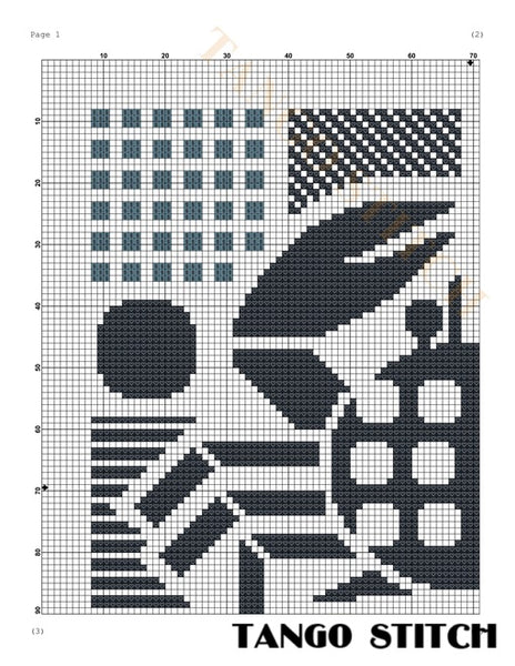 Crab modern geometric cross stitch pattern - Tango Stitch