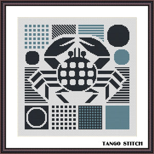 Crab modern geometric cross stitch pattern - Tango Stitch