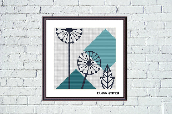 Dandelion abstract Mid Century design cross stitch pattern - Tango Stitch