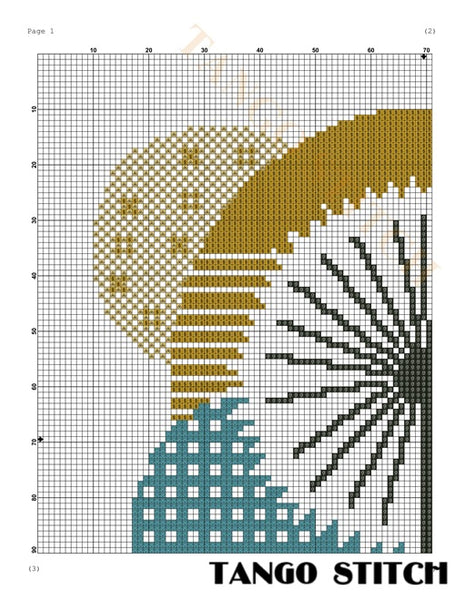 Dandelion abstract design cross stitch pattern - Tango Sitch