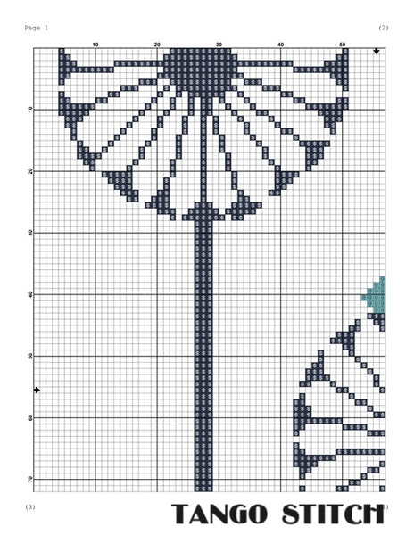 Dandelion abstract Mid Century design cross stitch pattern - Tango Stitch