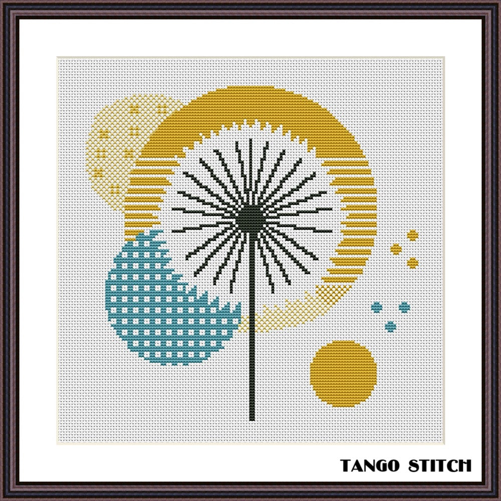 Dandelion abstract design cross stitch pattern - Tango Sitch