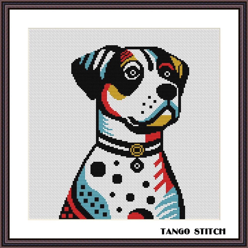 Dalmatian dog breed abstract cross stitch pattern - Tango Stitch