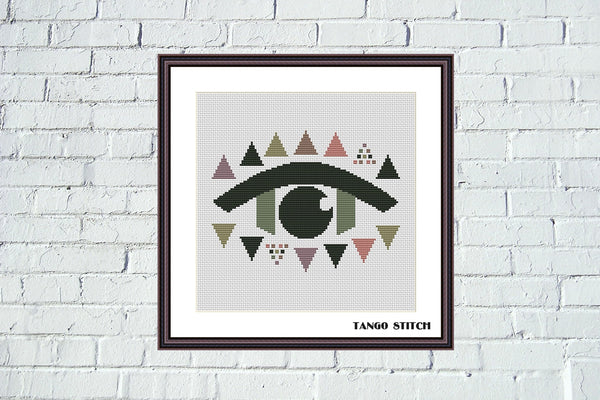 All seeing eye abstract cross stitch pattern - Tango Stitch