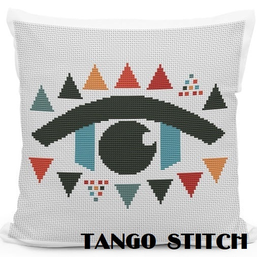Geometric eye abstract cross stitch pattern - Tango Stitch 