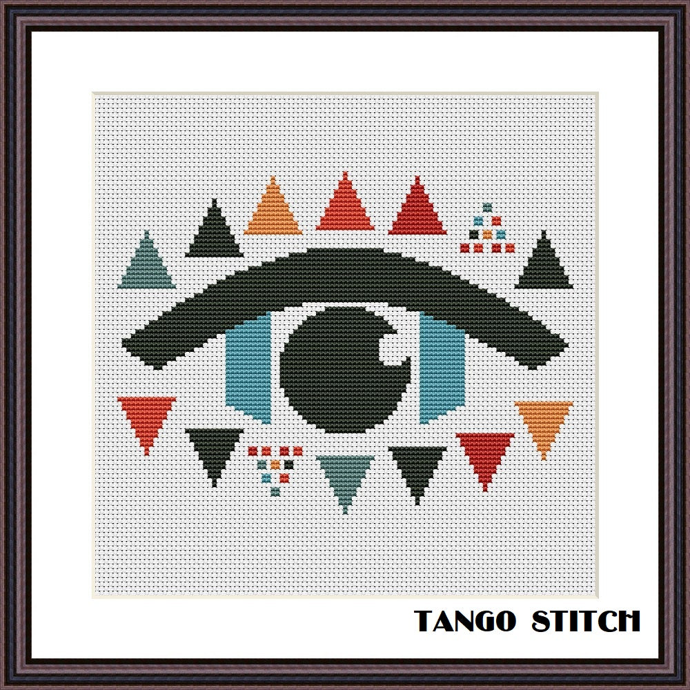 Geometric eye abstract cross stitch pattern – JPCrochet