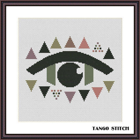 All seeing eye abstract cross stitch pattern - Tango Stitch