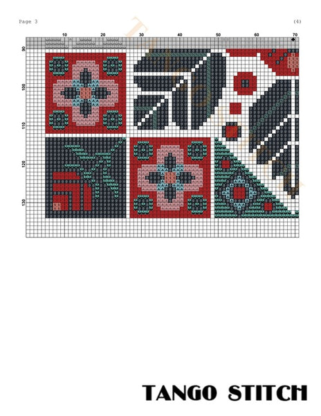 Floral cross stitch ornament embroidery pattern - Tango Stitch