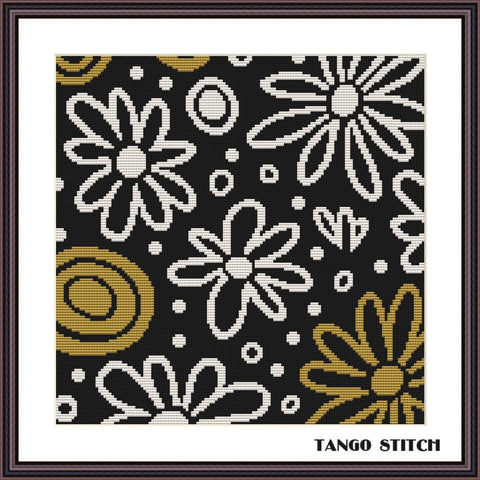 Floral pattern cross stitch flowers hand embroidery - Tango Stitch