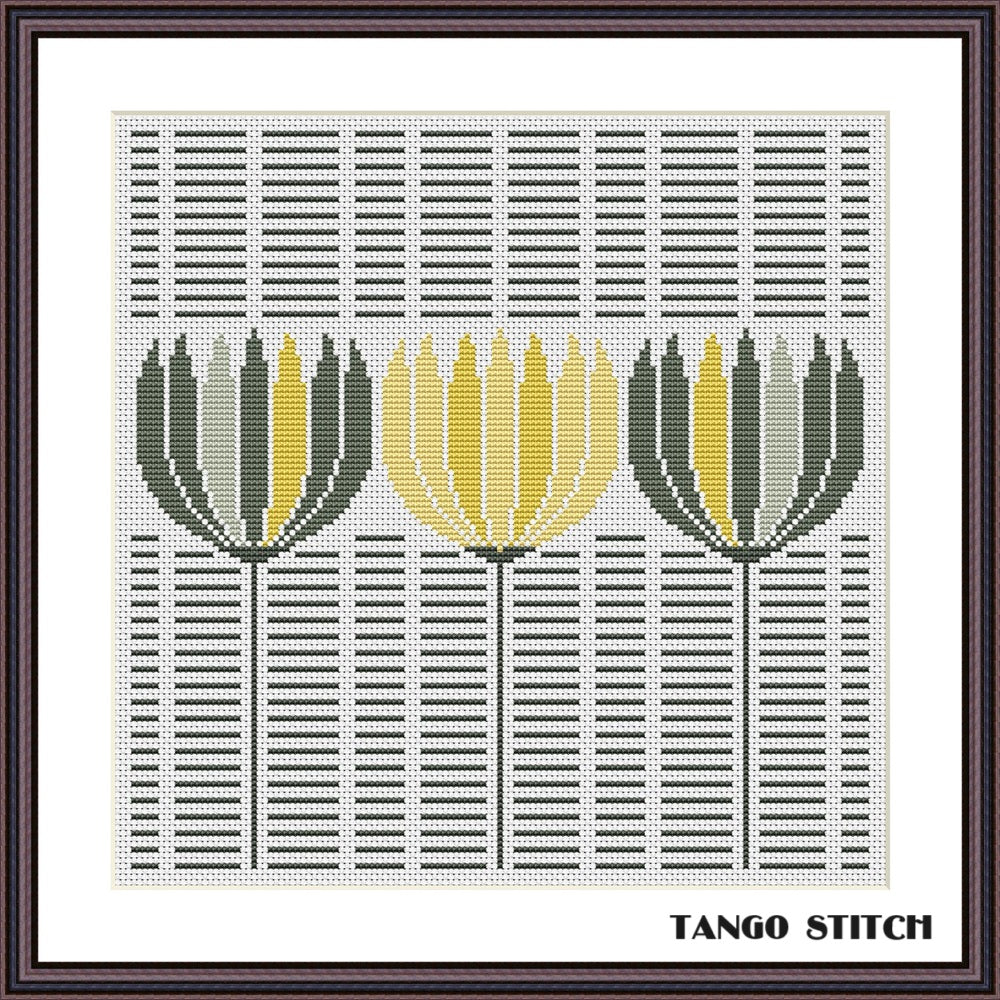 Abstract lily flowers cross stitch pattern - Tango Stitch