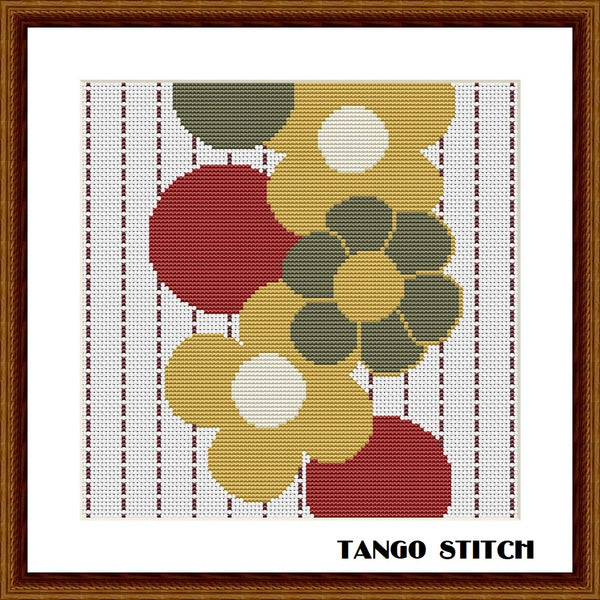 Big flowers cute easy yellow ornament cross stitch pattern - Tango Stitch