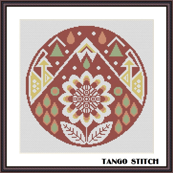 Mauve floral panel cross stitch pattern