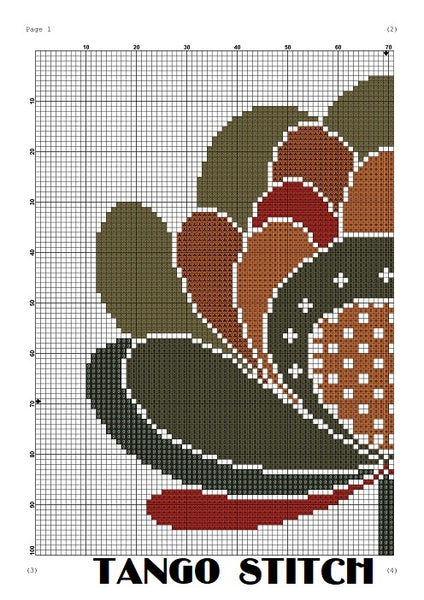 Green abstract flower Scandinavian cross stitch design - Tango Stitch