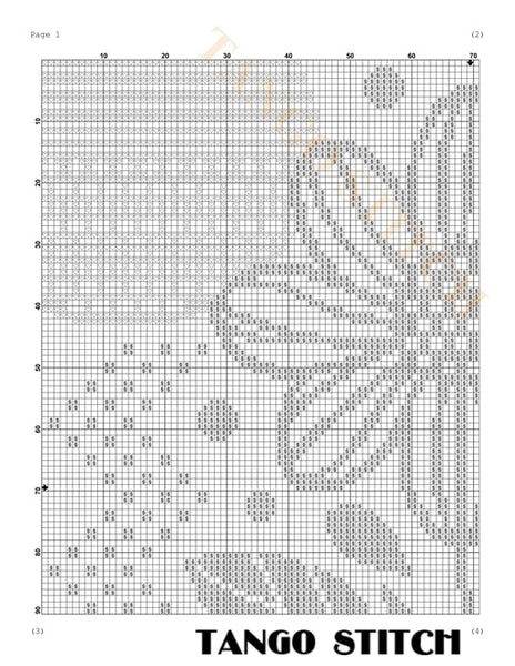 Black flower Scandinavian design cross stitch pattern - Tango Stitch