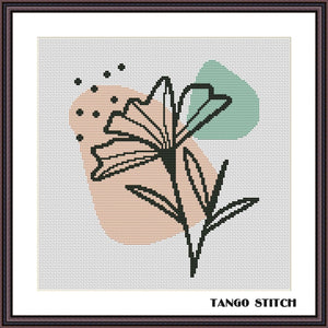 Easy flower silhouette Scandinavian style cross stitch pattern - Tango Stitch