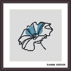 Beautiful minimalistic blue flower cross stitch pattern - Tango Stitch