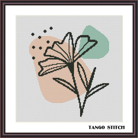 Easy flower silhouette Scandinavian style cross stitch pattern - Tango Stitch
