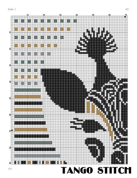 Cute yellow giraffe abstract cross stitch pattern - Tango Stitch