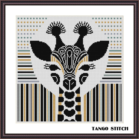 Cute yellow giraffe abstract cross stitch pattern - Tango Stitch