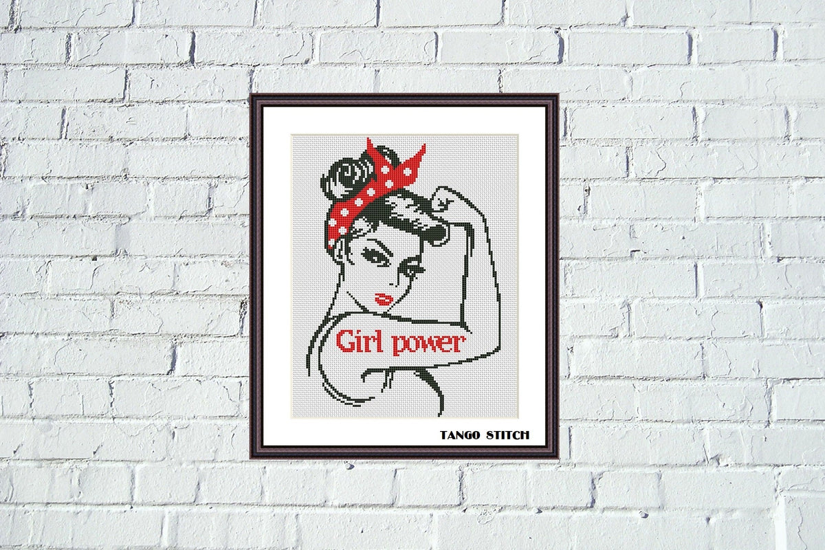 Girl power feminist cross stitch embroidery pattern – JPCrochet