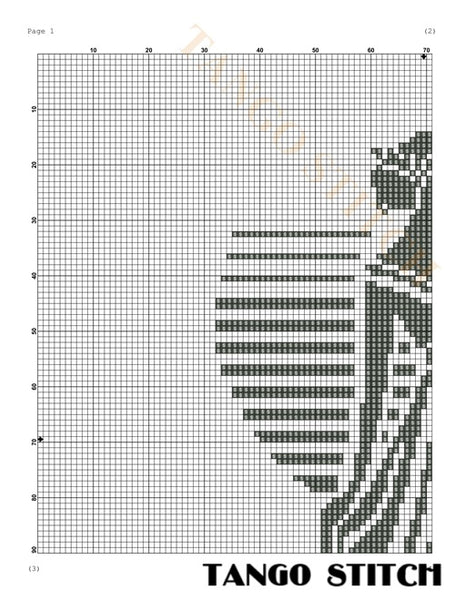 Beautiful girl silhouette easy cross stitch pattern - Tango Stitch