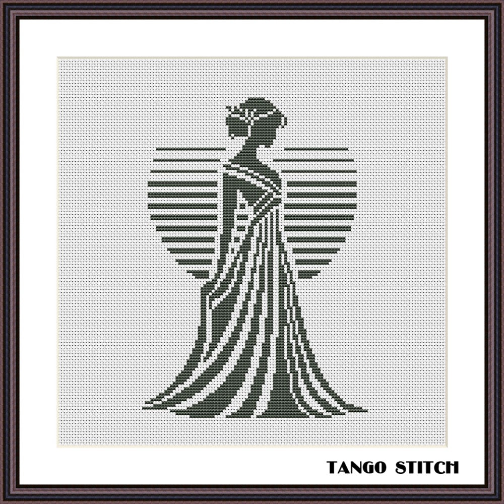 Beautiful girl silhouette easy cross stitch pattern - Tango Stitch