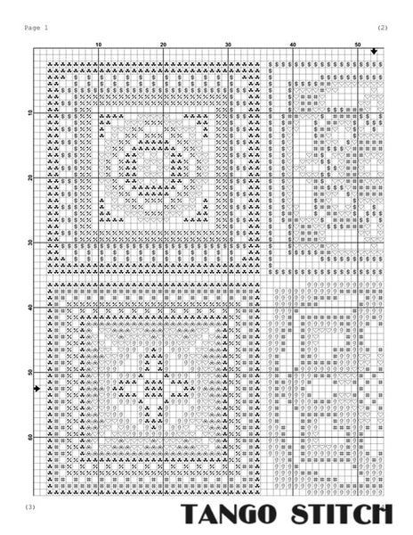 Granny squares crochet motifs cross stitch pattern - Tango Stitch