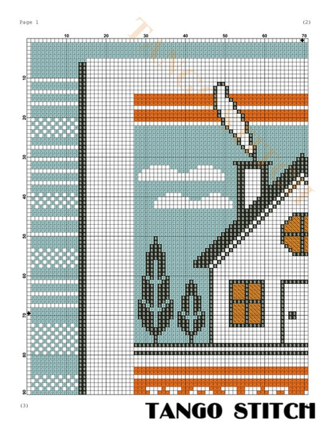 Home card housewarming cross stitch pattern - Tango Stitch
