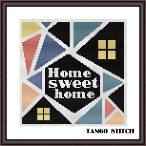 Geometric Home Sweet Home housewarming cross stitch pattern - Tango Stitch