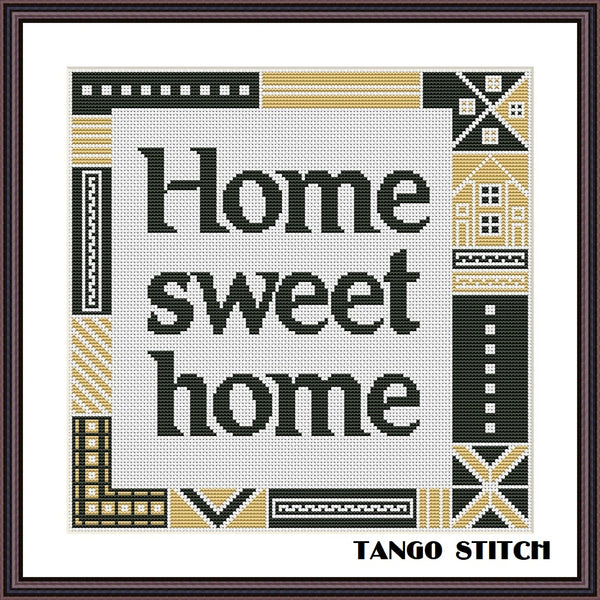 Home Sweet Home welcome new home cross stitch pattern - Tango Stitch