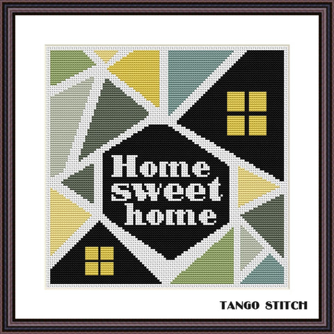 New home geometric abstract cross stitch pattern - Tango Stitch