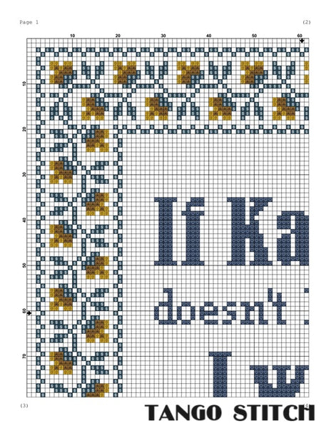 If Karma doesn't hit you I will funny sarcastic quote cross stitch pattern - Tango Stitch
