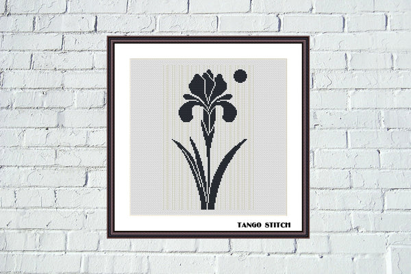 Iris flower silhouette cross stitch pattern - Tango Stitch