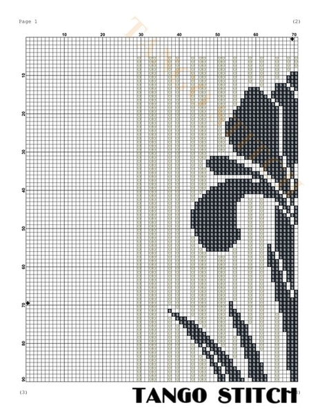 Iris flower silhouette cross stitch pattern - Tango Stitch 