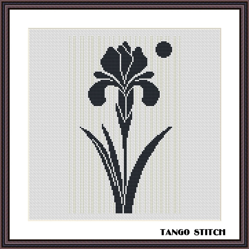 Iris flower silhouette cross stitch pattern - Tango Stitch