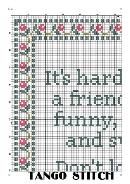Funny greeting friend birthday cross stitch pattern - Tango Stitch